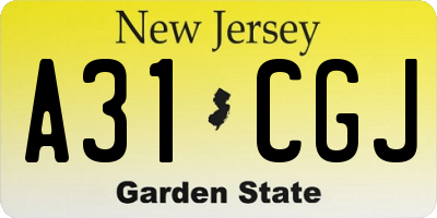 NJ license plate A31CGJ