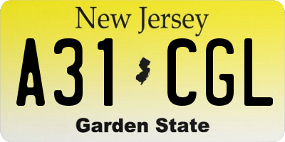 NJ license plate A31CGL