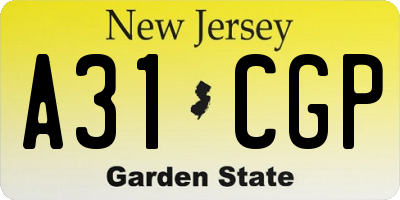 NJ license plate A31CGP