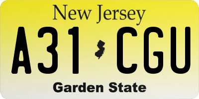 NJ license plate A31CGU