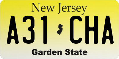 NJ license plate A31CHA
