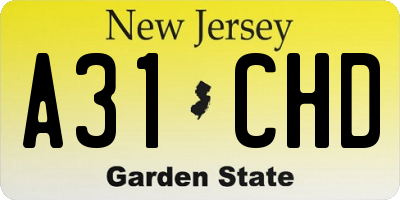 NJ license plate A31CHD
