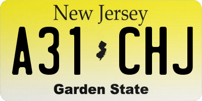 NJ license plate A31CHJ