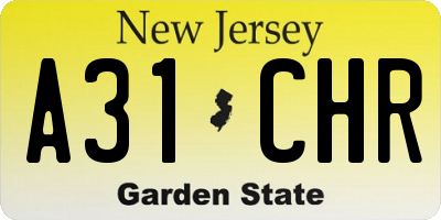 NJ license plate A31CHR