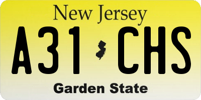 NJ license plate A31CHS