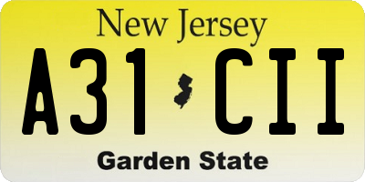 NJ license plate A31CII