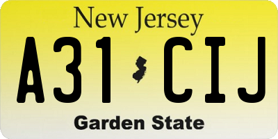 NJ license plate A31CIJ