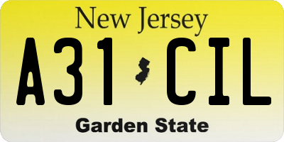 NJ license plate A31CIL
