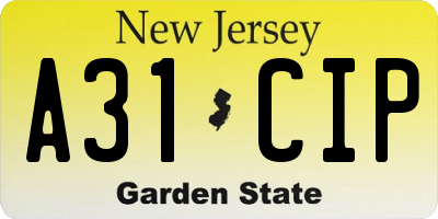 NJ license plate A31CIP