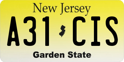 NJ license plate A31CIS