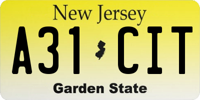 NJ license plate A31CIT