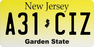 NJ license plate A31CIZ
