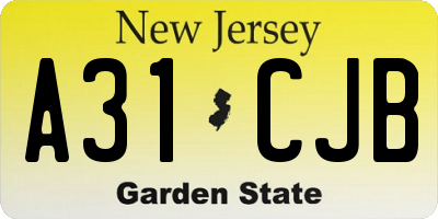 NJ license plate A31CJB