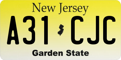 NJ license plate A31CJC
