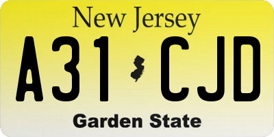 NJ license plate A31CJD