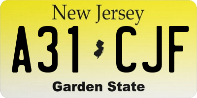 NJ license plate A31CJF