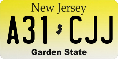 NJ license plate A31CJJ