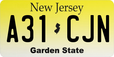 NJ license plate A31CJN