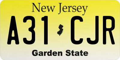 NJ license plate A31CJR