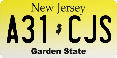 NJ license plate A31CJS