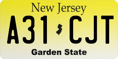 NJ license plate A31CJT