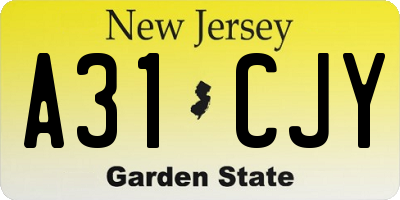 NJ license plate A31CJY