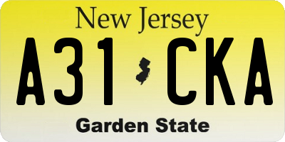 NJ license plate A31CKA