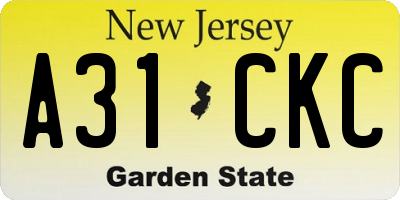 NJ license plate A31CKC
