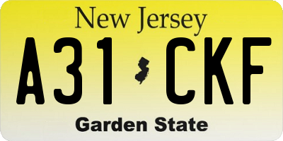 NJ license plate A31CKF