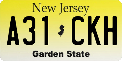 NJ license plate A31CKH
