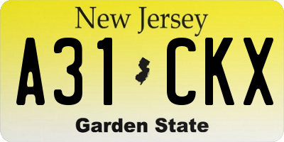 NJ license plate A31CKX