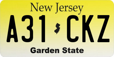 NJ license plate A31CKZ
