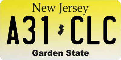 NJ license plate A31CLC