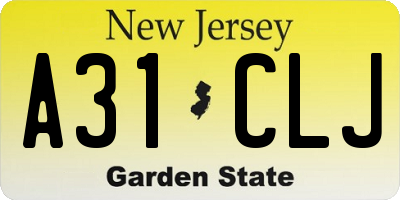 NJ license plate A31CLJ