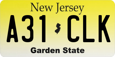 NJ license plate A31CLK