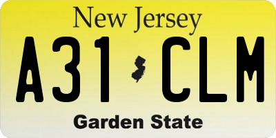 NJ license plate A31CLM