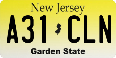 NJ license plate A31CLN
