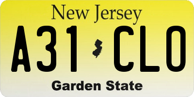NJ license plate A31CLO