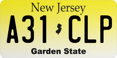 NJ license plate A31CLP
