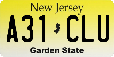NJ license plate A31CLU