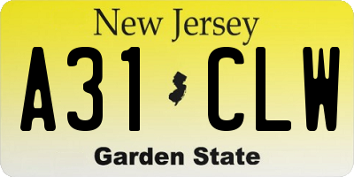 NJ license plate A31CLW