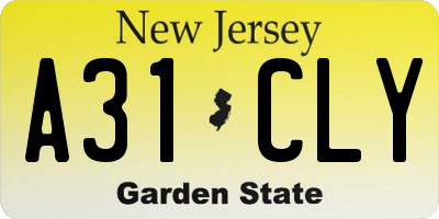 NJ license plate A31CLY