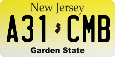 NJ license plate A31CMB