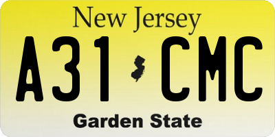 NJ license plate A31CMC