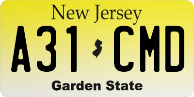 NJ license plate A31CMD