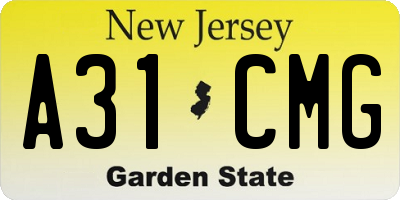 NJ license plate A31CMG