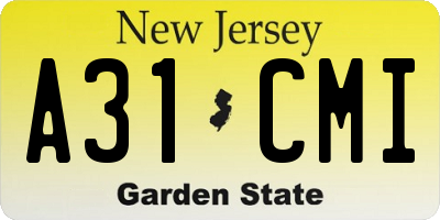 NJ license plate A31CMI