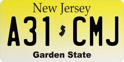 NJ license plate A31CMJ