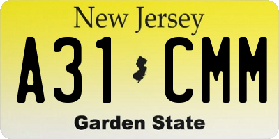 NJ license plate A31CMM