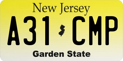NJ license plate A31CMP